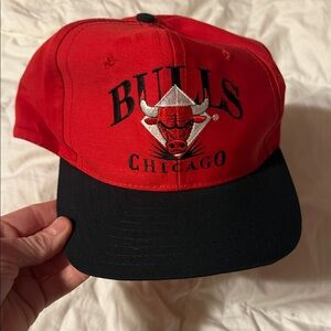 Chicago Bulls Red and Black Cap VTG Y2K